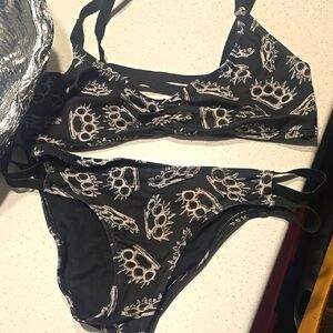 Black Bikini with Brass Knuckle Print